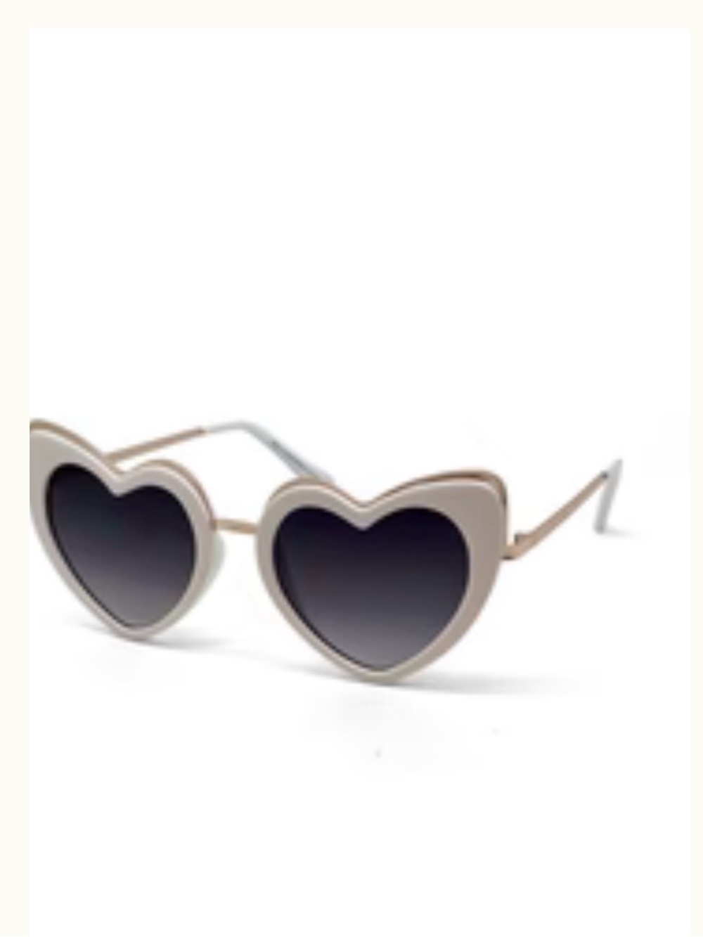 New York & Company Heart-Shaped Sunglasses in Beige with Black Gradient Lenses